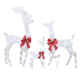 3pcs 54*20*122cm 30.00V 3.60W Family Elk White Iron Frame Cotton Thread Green Onion Powder Courtyard Elk Decoration