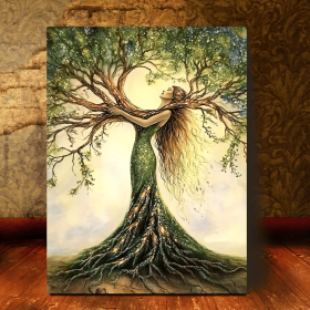 Room Decor 1pc Tree Of Life Canvas Art Print, Wooden Framed Nature-Inspired Wall Decor For Living Room, Bedroom, Office, Cafe - Unique Gift Idea, (Option: 32X16inch)