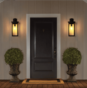 20H Set Of 2 Modern Outdoor Wall Lanterns With Black Metal Frame And Clear Glass, Ambient Light Sensors,Weatherproof Wall Sconces For Porch, Gara (Color: Black)